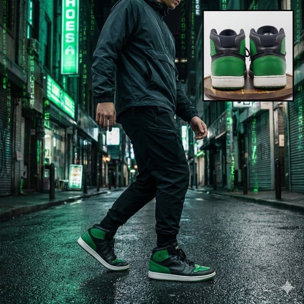 Jordan Access‎ Pine Green Black White Mens 12 AR3762-013 Mid Top Sneakers